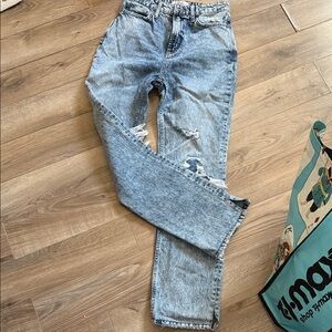 We The Free High-Rise Light Blue Distressed Straight Jeans